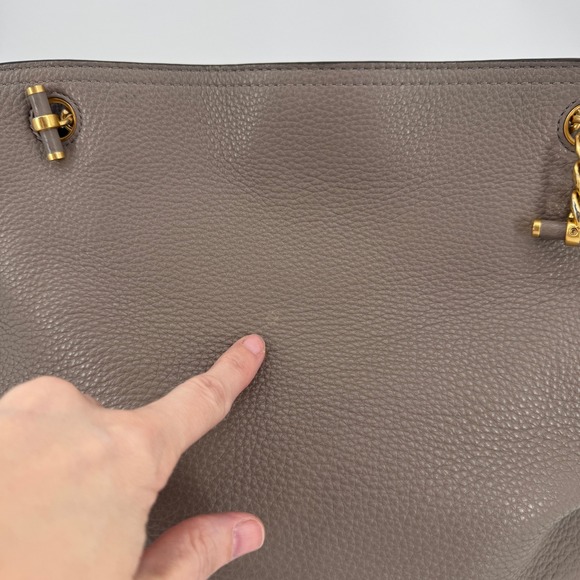 Tory Burch Chelsea Slouchy Tote in Grey Heron Pebbled Leather Shoulder Bag - Picture 8 of 15
